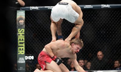 Jean Silva subindo nas costas de Arnold Allen no UFC 324