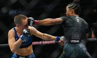 Natália Silva e Rose Namajunas trocando socos