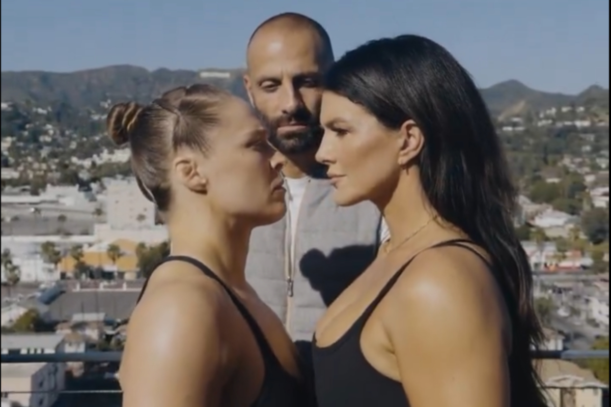 Ronda Rousey e Gina Carano se encarando em vídeo promocional