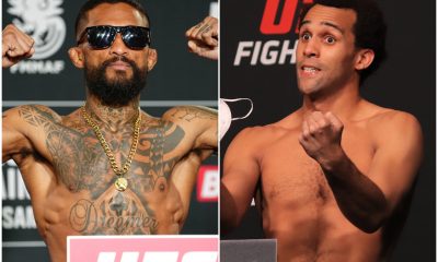 Joanderson Tubarão e Jordan Leavitt passam pela balança do UFC