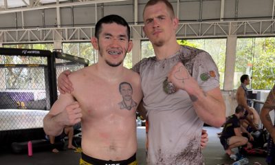 Melquizael Melk Costa e Ian Machado Garry após treino da Chute Boxe Diego Lima