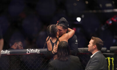 Tracy Cortez e Brian Ortega se beijam pós-luta do UFC